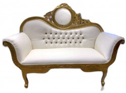 white and gold lounge Chaise